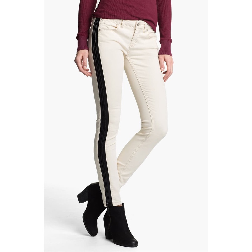 Free People cream skinny jeans